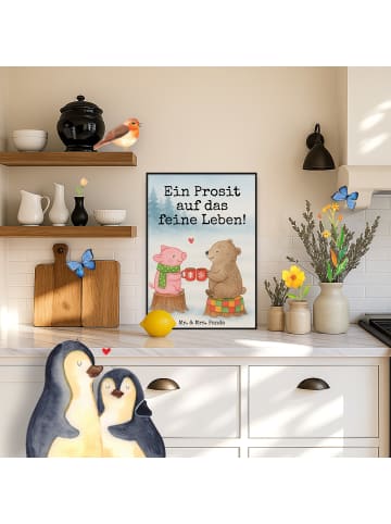 Mr. & Mrs. Panda Wandbild Glühschwein Sause Design mit Spruch in Weiß