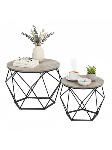 relaxdays 2-tlg. Couchtisch-Set in Grau/ Schwarz