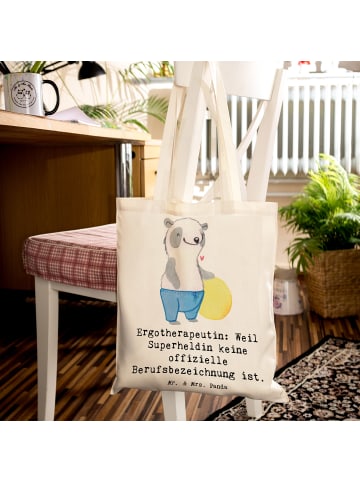 Mr. & Mrs. Panda Tragetasche Ergotherapeutin Superheldin mit Spruch in Creme