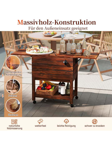 COSTWAY Kühlwagen Getränkewagen Garten in Braun