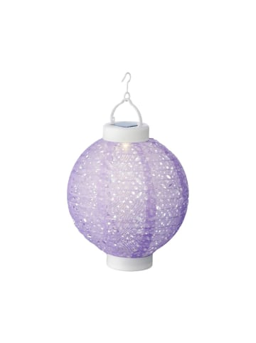 MARELIDA LED Solar Lampion mit Muster in lila - H: 23cm