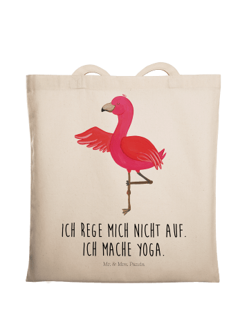 Mr. & Mrs. Panda Tragetasche Flamingo Yoga mit Spruch in Creme