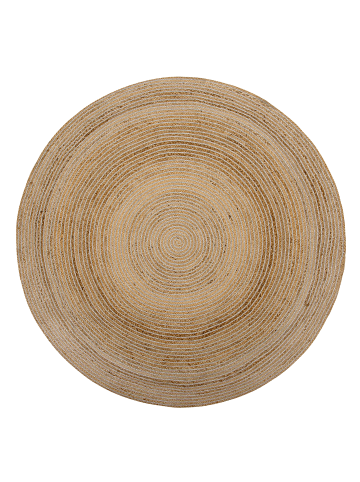 Beliani Geflochtener Teppich AKBELEN in Beige - (W) 140 x (H) 0.6 x (L) 140 cm
