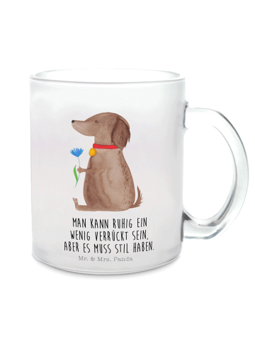 Mr. & Mrs. Panda Henkelbecher Hund Blume mit Spruch in Transparent