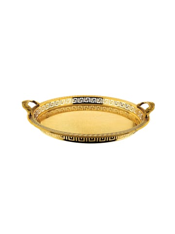 Almina Edles 2er-Set Serviertabletts mit eleganten Griffen in Gold