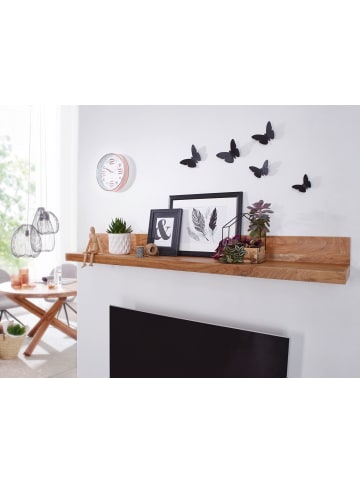 FineBuy Wandregal in Braun / Akazie / 80x23x17