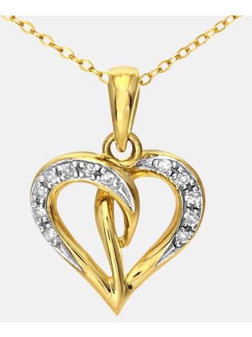Diamant L'éternel Halskette mit Anhänger aus 375 Gelbgold mit Diamant Herz-Design