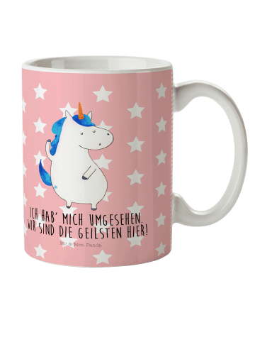 Mr. & Mrs. Panda Kindertasse Einhorn Mann mit Spruch in Rot Pastell