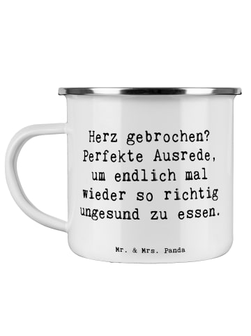 Mr. & Mrs. Panda Emaille Becher Spruch Liebeskummer Tröster mit ... in Weiß