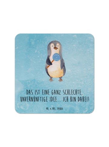 Mr. & Mrs. Panda Bierdeckel Pinguin Lolli mit Spruch in Eisblau