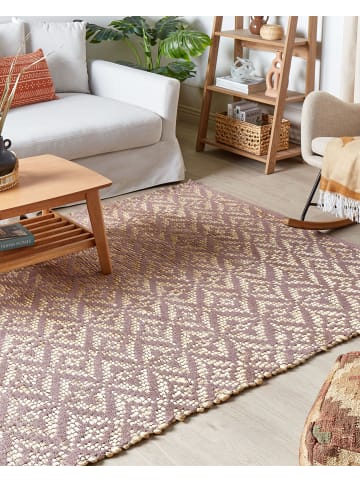 Beliani Kurzflor GERZE in Rosa/Beige - (W) 140 x (H) 140 x (L) 200 cm