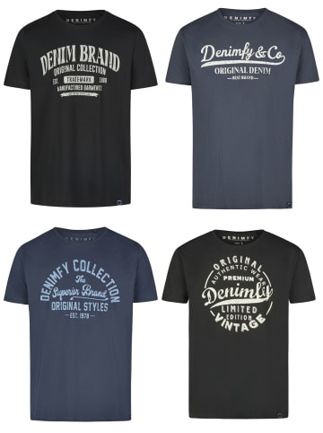 DENIMFY T-Shirt DFNuri 4er Pack Set in Mehrfarbig