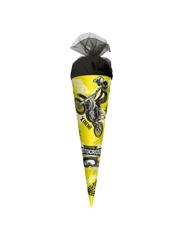 Schultüte klein 22 cm Extreme Motocross in Gelb