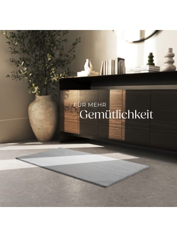 tectake Kurzflorteppich Soft Zone, rutschfeste Unterseite, grau