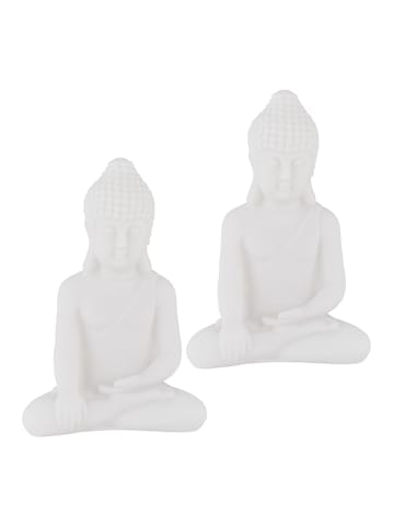 relaxdays 2 x Buddha-Figur in Weiß - (H)17 cm