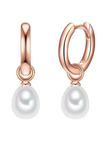 Valero Pearls Creolen Sterling Silber Süßwasser-Zuchtperle in roségold