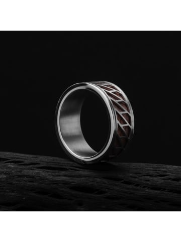 Holzkern Herrenring Edelstahl Bariton Walnuss/Silberfarben Weite 62