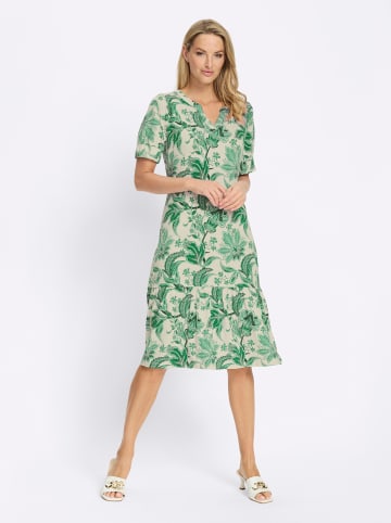 Heine Jersey-Kleid in champagner-grasgrün-bedruckt