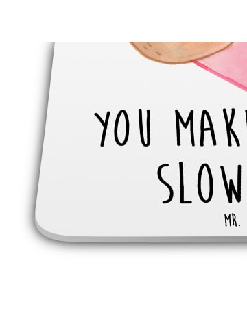 Mr. & Mrs. Panda Tischuntersetzer Faultiere Herz mit Spruch in Weiß