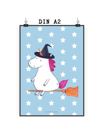 Mr. & Mrs. Panda Plakat Einhorn Hexe ohne Spruch in Blau Pastell