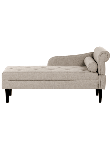 Beliani Chaiselongue YVOIRE in Beige/Schwarz - (W) 68 x (H) 72 x (L) 151 cm