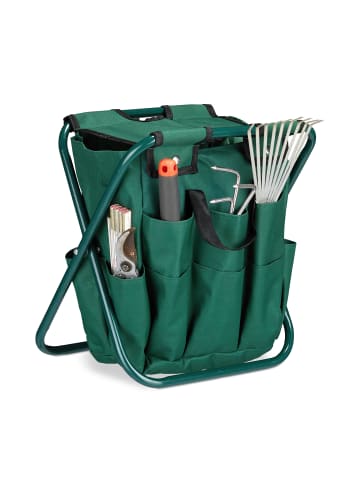 relaxdays Gartenwerkzeug Hocker in Grün - (B)30 x (H)42 x (T)39 cm
