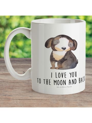 Mr. & Mrs. Panda Kunststoffbecher Hund Entspannen mit Spruch in Weiß