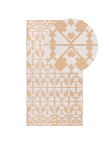 Beliani Outdoorteppich BALASORE in Beige/Weiß - (W) 80 x (L) 150 cm
