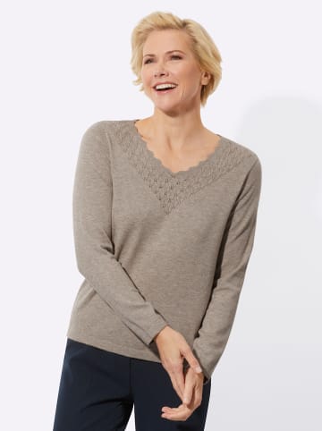 WITT WEIDEN V-Ausschnitt-Pullover in sesam-meliert
