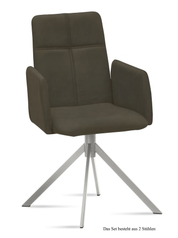 58 aufm Kessel ARMLEHNSTUHL (2er-Set) Dorisa 52x92x60 Edelstahl/Khaki