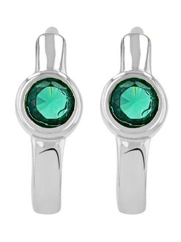 Adeliás Damen Ohrringe – Klappcreole aus 925 Silber mit Zirkonia in silber