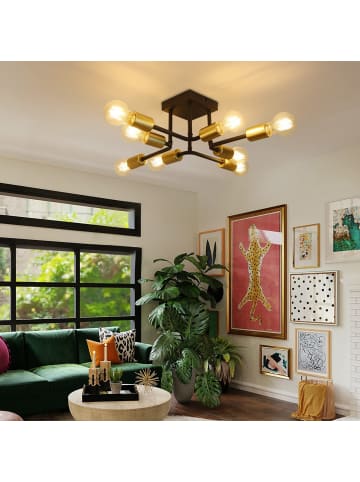 ZMH Deckenleuchte in Schwarzgold 8-flammige E27 Retro Wohnzimmerlampe