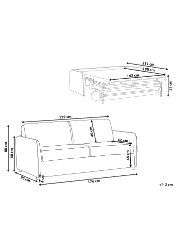 Beliani 2-Sitzer Sofa ISHOJ in Grau - (W) 176 x (H) 80 x (L) 96 cm