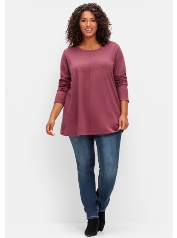 sheego Langarmshirt in brombeer-meliert