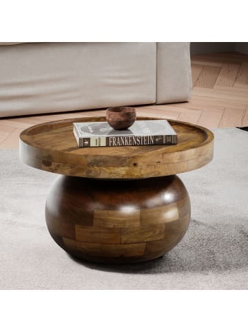 KADIMA DESIGN Couchtisch 50x50x30,5 cm Massivholz Walnussfarben Sofatisch