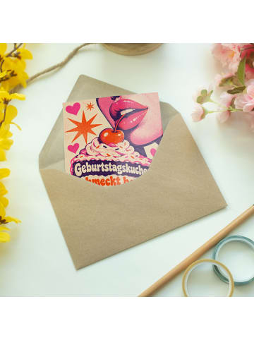 Mr. & Mrs. Panda Geburtstagskarte Lippen glänzend Design mit Spruch in Weiß