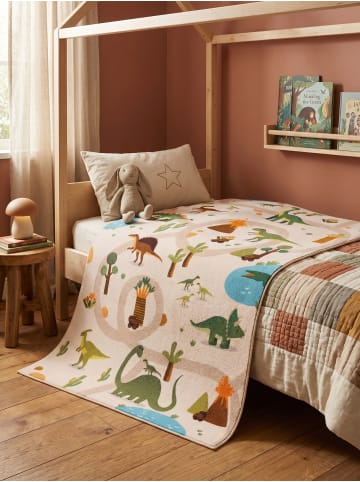 KADIMA DESIGN Kinderteppich Dinosaurier-Landschaft Waschbar TINO OEKO-TEX in Beige