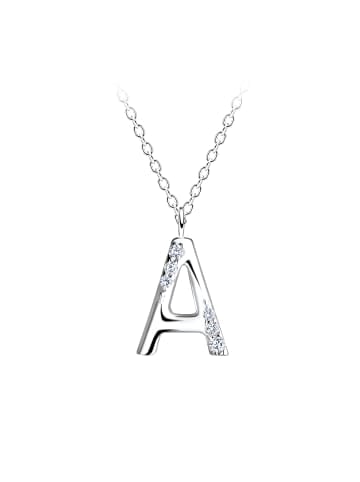 Alexander York Kette mit Buchstabenanhänger A aus 925 Sterling Silber, 2-tlg. in silber
