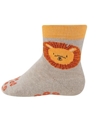 ewers Krabbelsocken Löwe in dunkel beige meliert