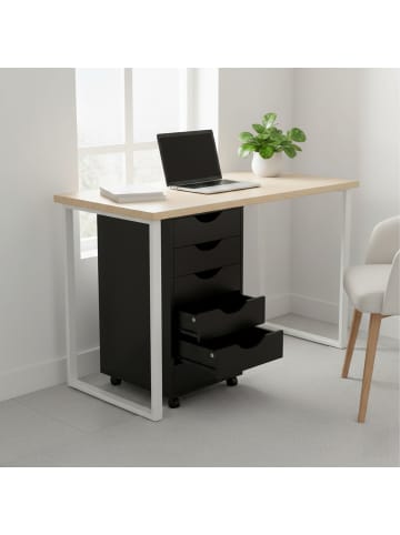 relaxdays Rollcontainer in Schwarz - (B)40 x (H)78 x (T)40 cm