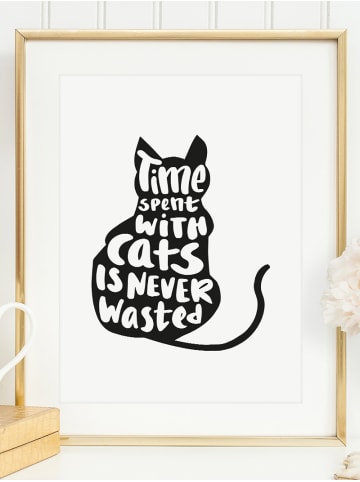 Tales by Jen Poster / Kunstdruck "Time spent with cats is never wasted" I Ohne Rahmen