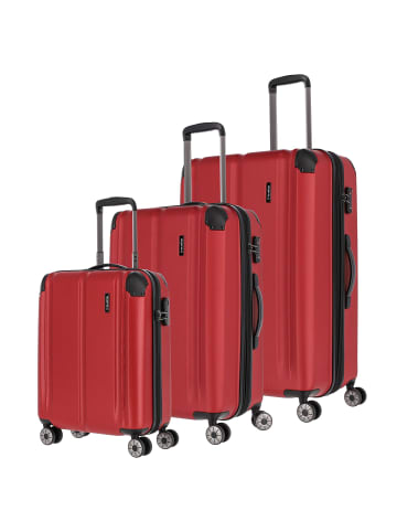 travelite City 4 Rollen Kofferset 3-teilig mit Dehnfalte rot