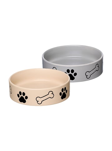 Ritzenhoff & Breker 2er Set Futternäpfe Mika Dog in ø 14 cm in beige-grau