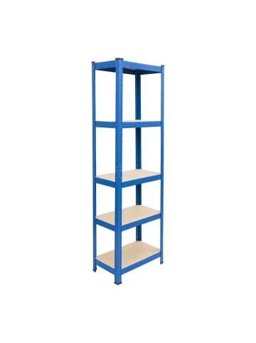 relaxdays Schwerlastregal in Blau/ Braun - (B)50 x (H)180 x (T)30 cm