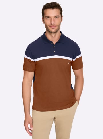 WITT WEIDEN Kurzarmshirt in marine-cognac