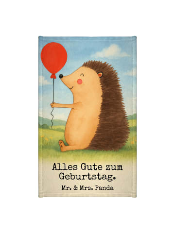 Mr. & Mrs. Panda Handtuch Klein Igel Luftballon Design mit Spruch in Weiß