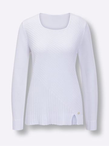 creation L Lyocell-Baumwoll-Pullover in weiß