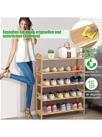 COSTWAY Schuhregal Bambus 5 Ebenen 67x26,5x96,5 cm in Braun