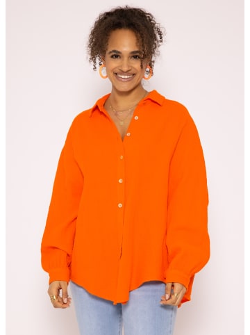 SASSYCLASSY Ultra Oversize Musselin-Blusenhemd kürzere Variante in Orange