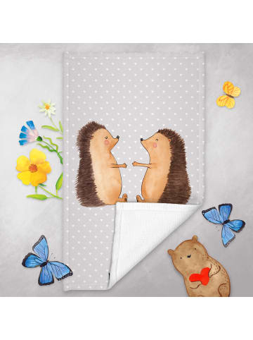 Mr. & Mrs. Panda Handtuch Igel Liebe ohne Spruch in Grau Pastell